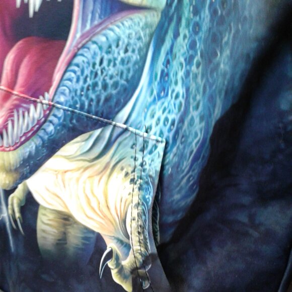 Blue T-Rex Fleece Pullover Hoodie  kids , size - XS . - Picture 2 of 3